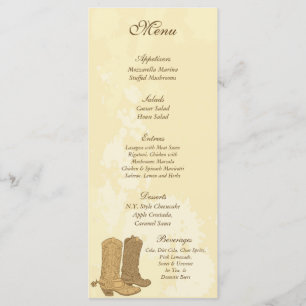 25 Etiquetas del menú Boda Cowboy