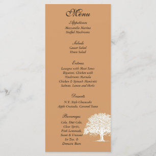 25 Etiquetas del menú Boda marrón/blanco del árbol