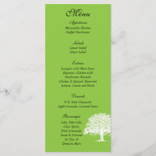 25 Etiquetas del menú Boda verde/blanco del árbol