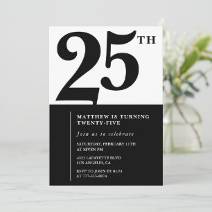 25 invitaciones de cumpleaños Black White Elegant