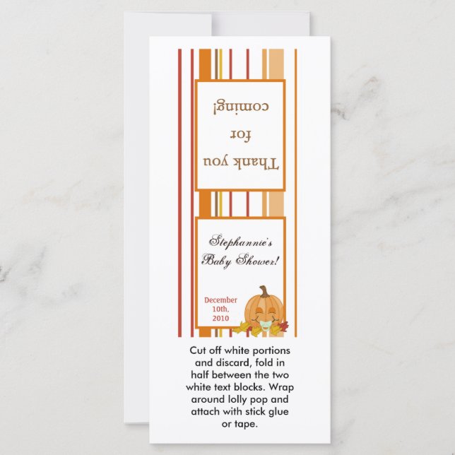 25 Lollipop Topper Otoño Caída Bebé (Anverso)