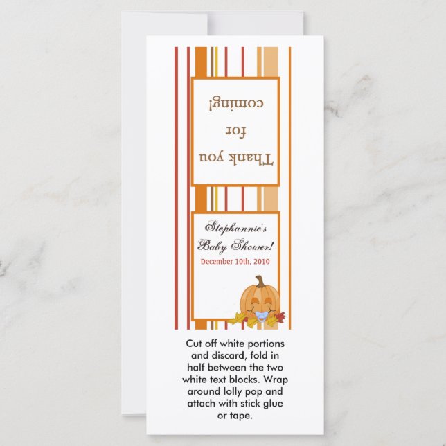 25 Lollipop Topper Otoño Caída Bebé (Anverso)