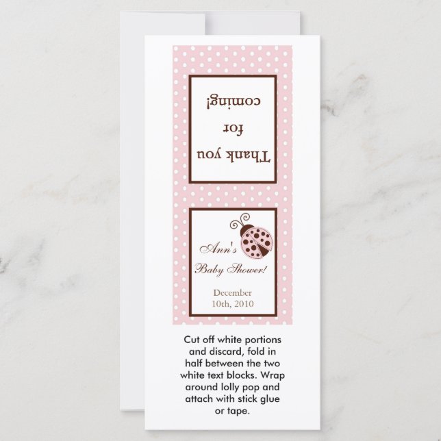 25 Lollipop Topper Pink Ladybug (Anverso)