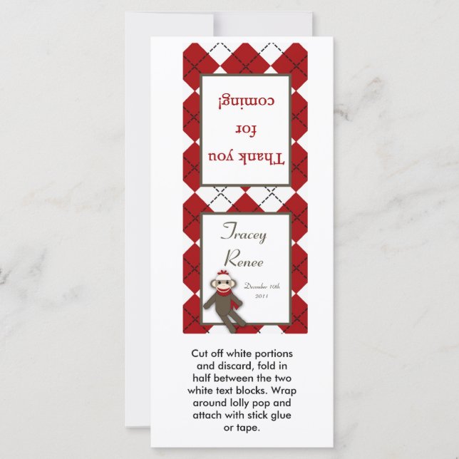 25 Lollipop Topper Red Sock Mono Argyle (Anverso)