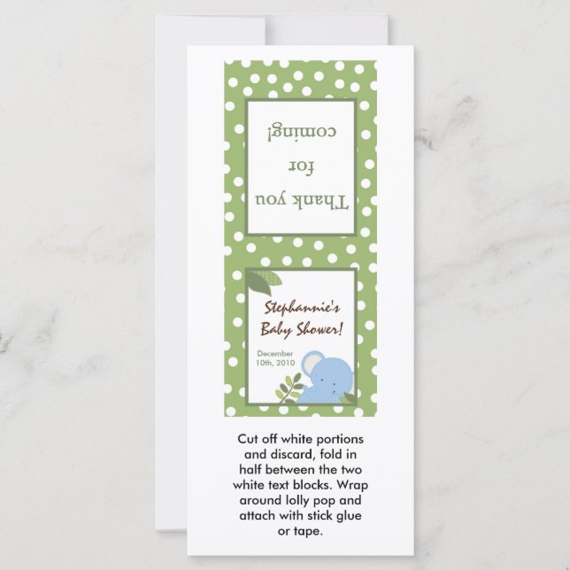 25 Lollipop Topper Safari Jungle Elephant Green (Anverso)