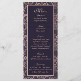 25 Menú Boda de encaje de Damasco Morado