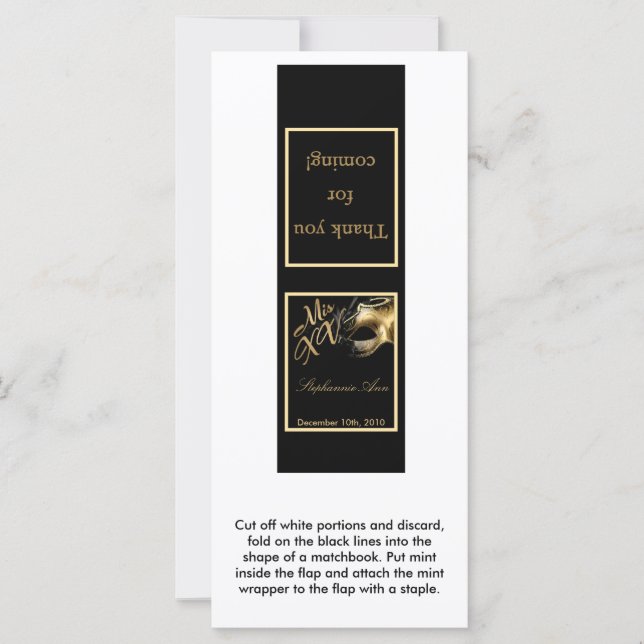 25 Mint Matchbooks Mis XV Gold Black (Anverso)