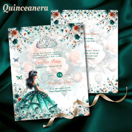 25 Papel de vestir Quinceanera floral turquesa pre