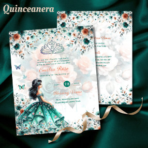 25 Papel de vestir Quinceanera floral turquesa pre