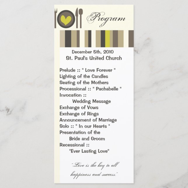 25 Placas de cena para Boda del programa de bodas  (Anverso)