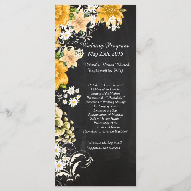 25 Programas de Boda de Caramelo de Rosa Amarillo (Anverso)