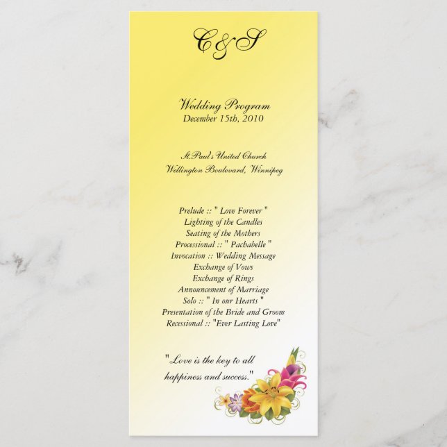 25 Programas de Bodas con Bouquet Flores (Anverso)