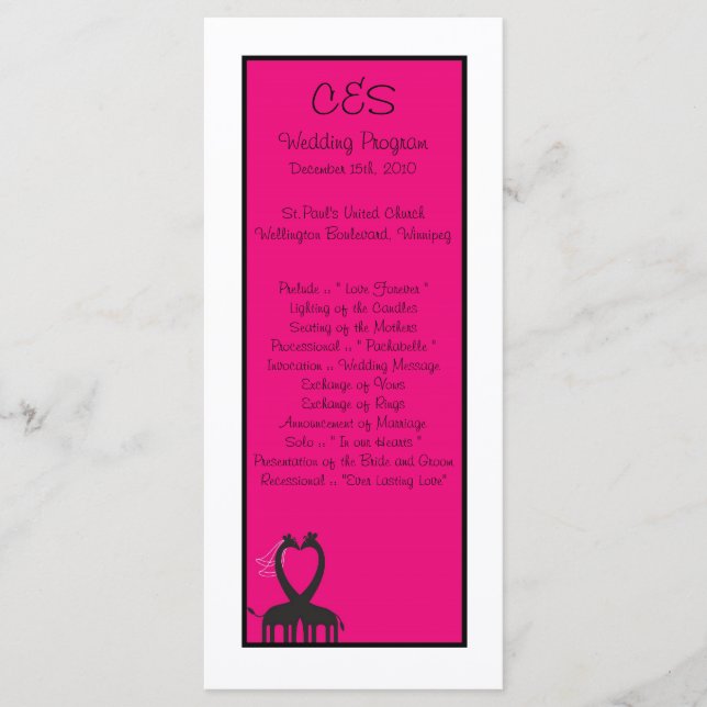 25 Programas de Bodas de Giraffe Heart (Anverso)