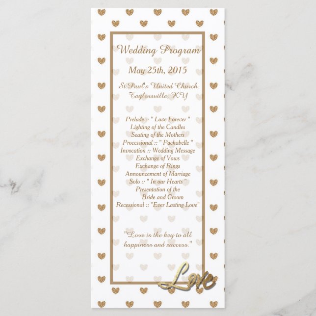25 Programas de Bodas de Oro Love Hearts (Anverso)