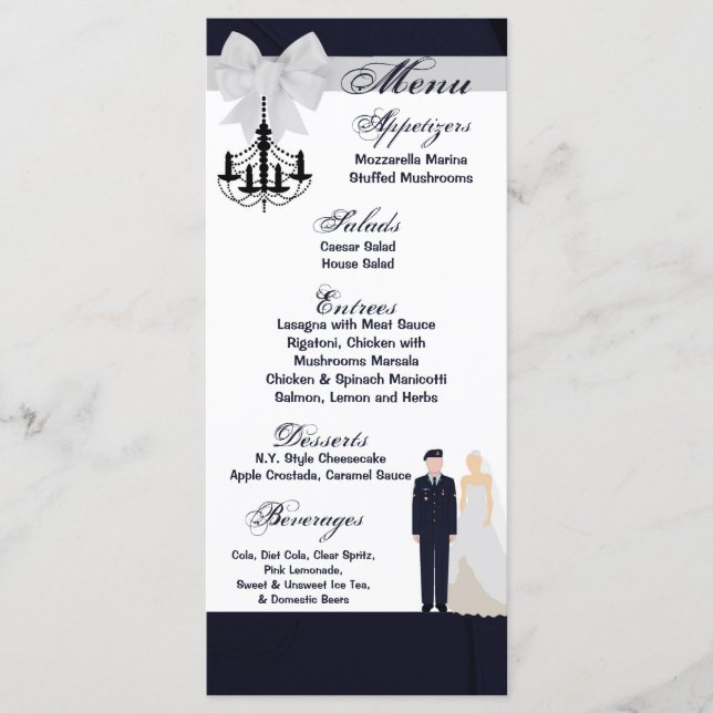 25 tarjetas de menú ARMY Uniform Groom Bride Vesti (Anverso)