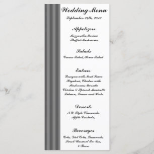 25 tarjetas de menú Black Gray Flourish Stripes Wh
