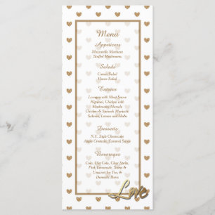 25 tarjetas de menú Boda Gold Love Hearts