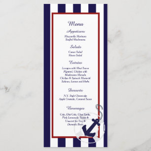 25 Tarjetas de menú Boda Náutico Ancla Azul de la 