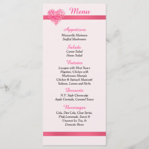 25 tarjetas de menú de primavera de corazón de con