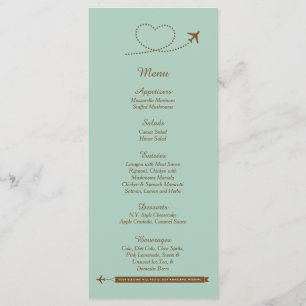 25 tarjetas de menú del Boda del corazón del avión