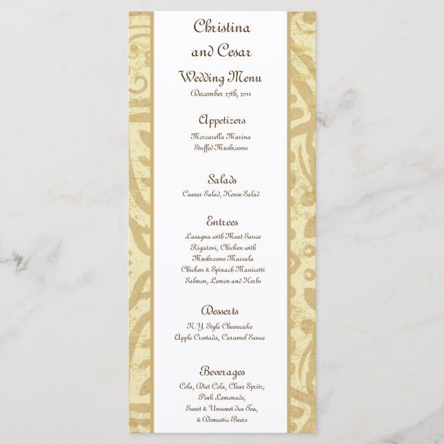 25 tarjetas de menú Fiesta marroquí (Anverso)