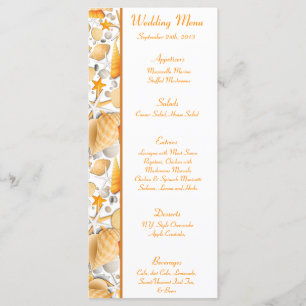 25 Tarjetas de menú Naranja de Seashells surtido