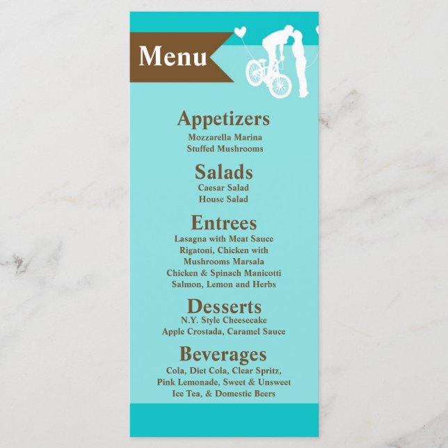 25 tarjetas de menú Pareja de amor adolescente en  (Anverso)