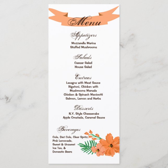 25 tarjetas de menú Primavera Hibiscus Flor Hawaii (Anverso)