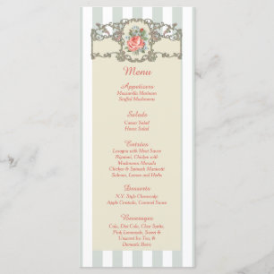 25 Tarjetas de menú Rosa antiguas Bodas