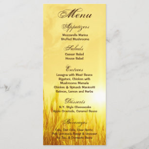 25 Tarjetas De Menú Sunrise Wheat Country Rustic H