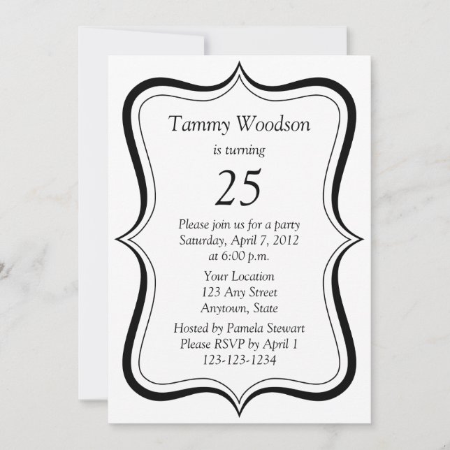 25ta invitación de la fiesta de cumpleaños del (Anverso)