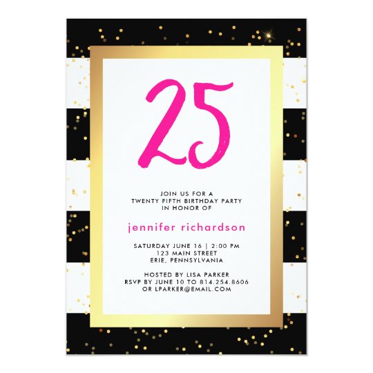 25ta invitación moderna de la fiesta de cumpleaños