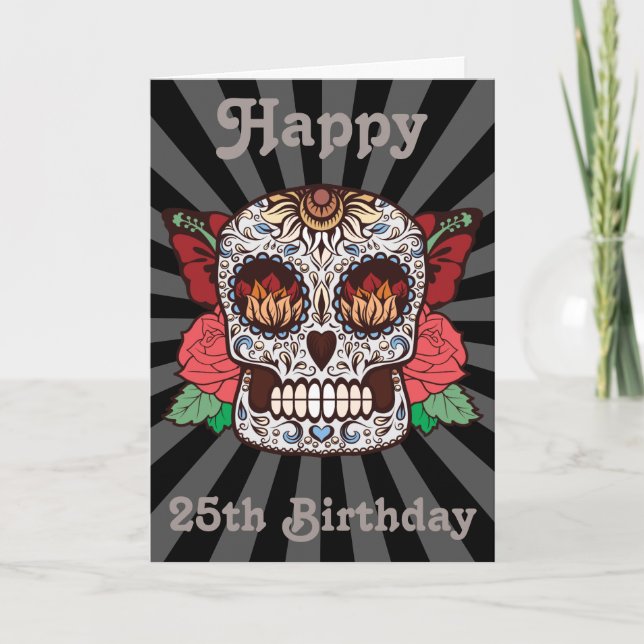 25ta tarjeta feliz de encargo del cráneo del (Anverso)