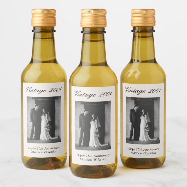 25th Anniversary Party Favor Custom Wedding Photo (Botellas)
