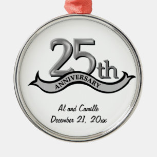 25to Ornamento de plata del recuerdo del