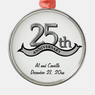 25to Ornamento de plata del recuerdo del