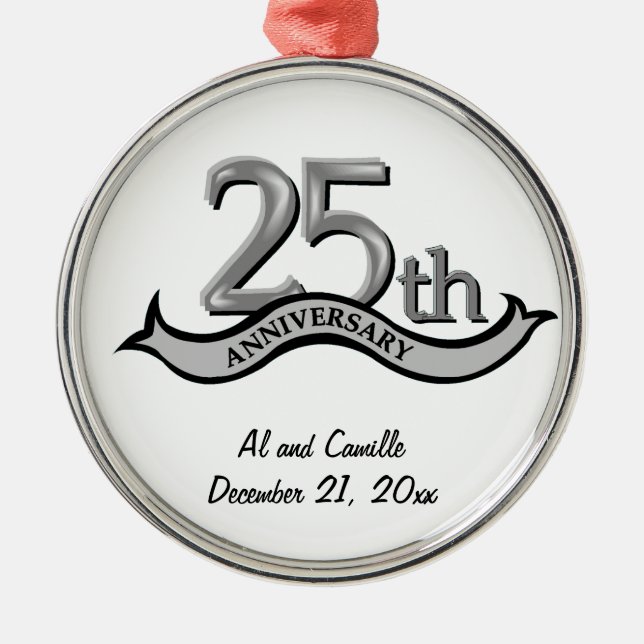 25to Ornamento de plata del recuerdo del (Frente)