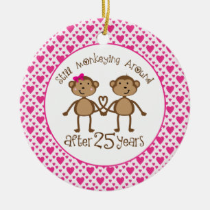 25to Ornamento del amor del mono del aniversario