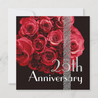 25to Rosas ROJOS de la invitación del aniversario