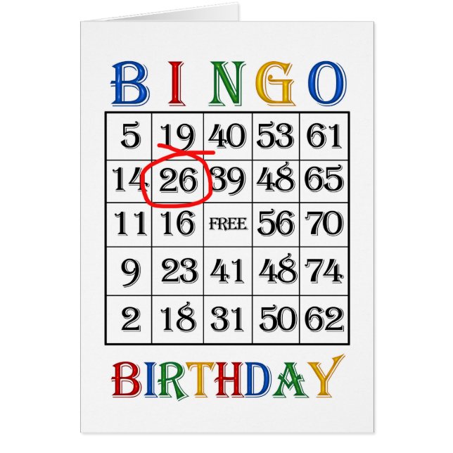26.ª tarjeta de Bingo de Cumpleaños (Frente)
