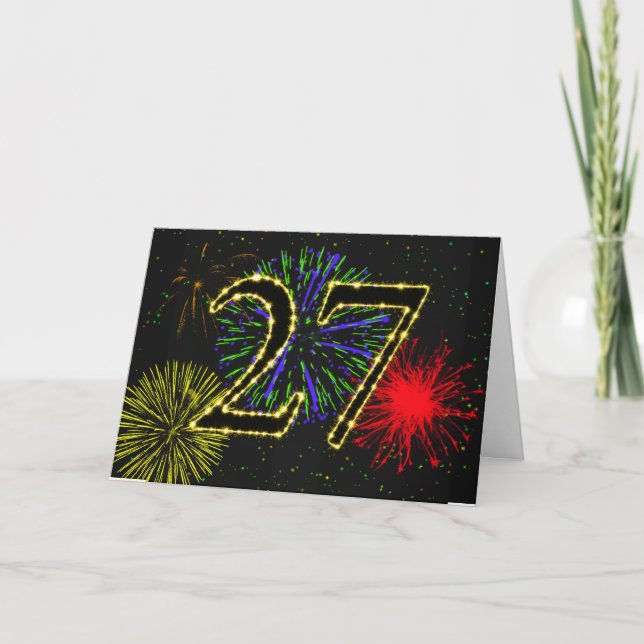 27.ª tarjeta de cumpleaños con fuegos artificiales (Anverso)