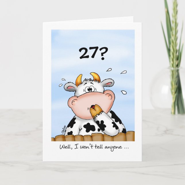 27 cumpleaños - Tarjeta humorística con vaca sorpr (Anverso)