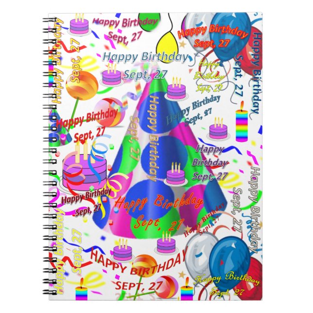 27 de septiembre Cuaderno de cumpleaños Sept, (Frente)