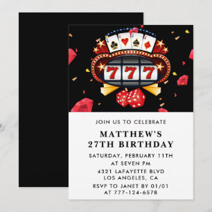27 invitaciones de cumpleaños Tema del Casino Poke