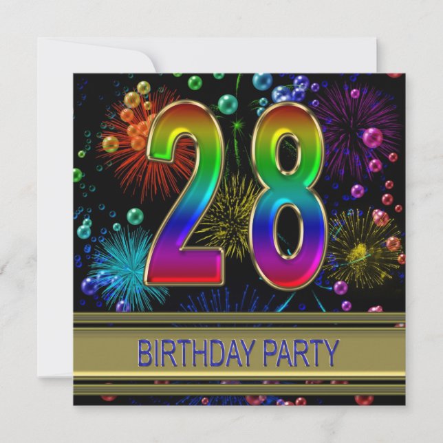 28.ª fiesta de cumpleaños Invitación con burbujas (Anverso)
