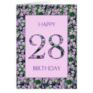 28.º cumpleaños, margaritas moradas