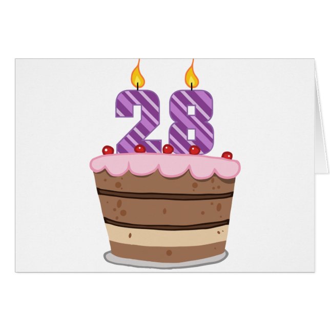 28 años en el pastel de cumpleaños (Anverso (Horizontal))