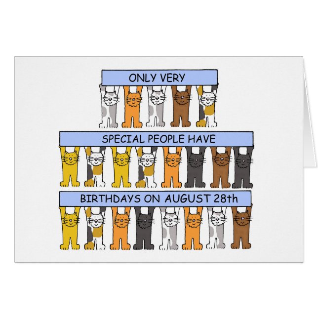 28 de agosto Gatos Personalizados Cute de Cumpleañ (Anverso (Horizontal))