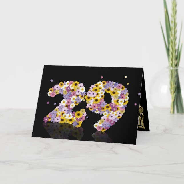 29.ª tarjeta de cumpleaños con letras floridas (Anverso)
