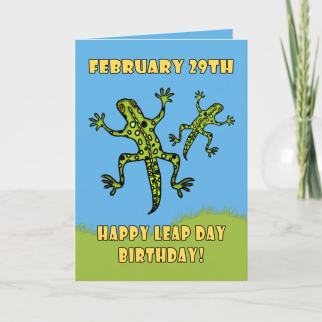 29 de febrero, tarjeta de cumpleaños de Leap Day,  (Anverso)